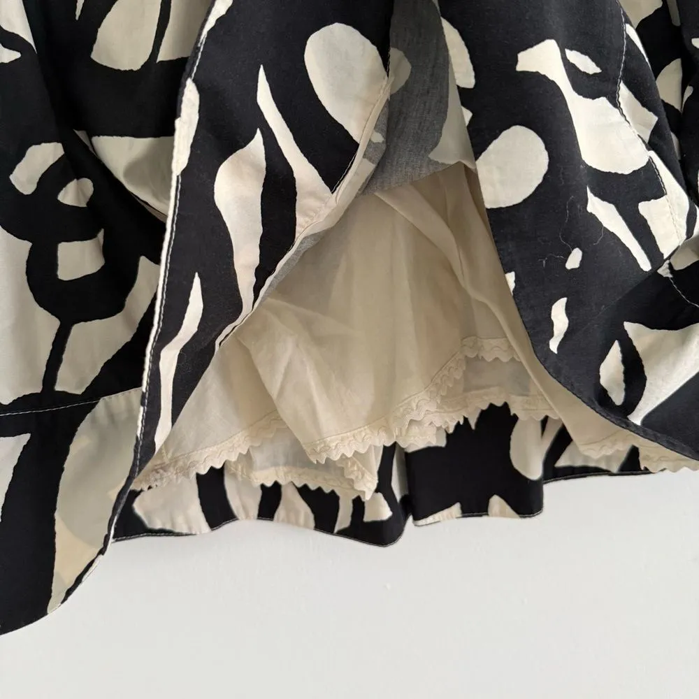 Anthropologie Fei Ruffle Mini Skirt Lined Abstract Pattern 100% Cotton  Size 0 - Image 5