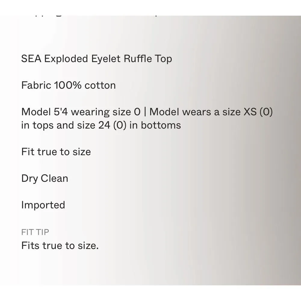 Sea Exploded New York Exploded Eyelet Ruffle Top Retail $ 345 Blue White Size 00 - Image 16