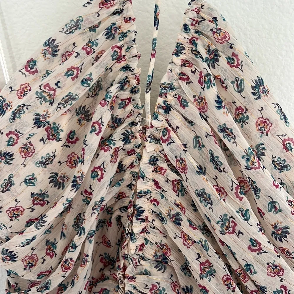 Zara Bloggers Favorite Metallic Thread Draped Print Dress - Image 11