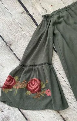 Sage Green Embroidered Floral Dress - Image 6
