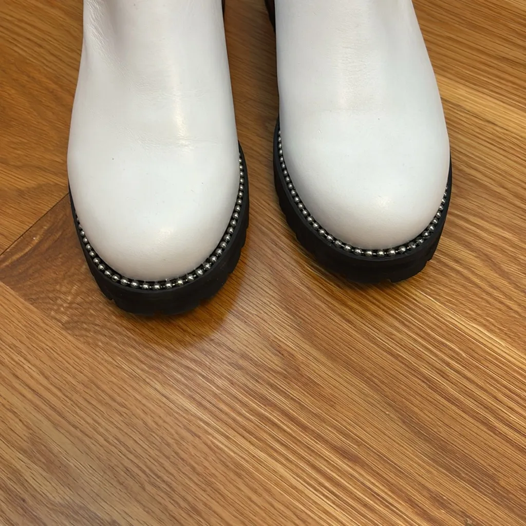 Steven White Leather Boots Size 10 - Image 3