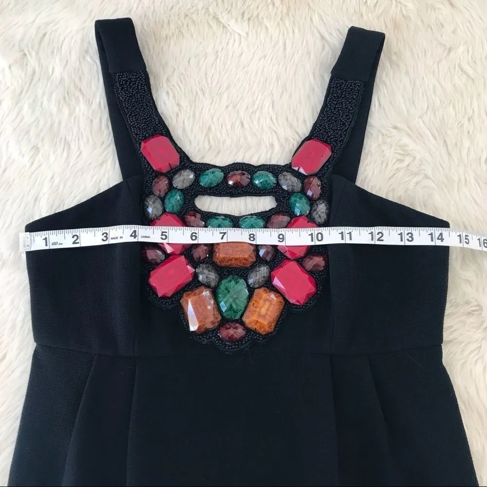 SHOSHANNA Black Mini Cocktail Dress‎ Sleeveless Beaded Neckline Sheath Size 0 - Image 12