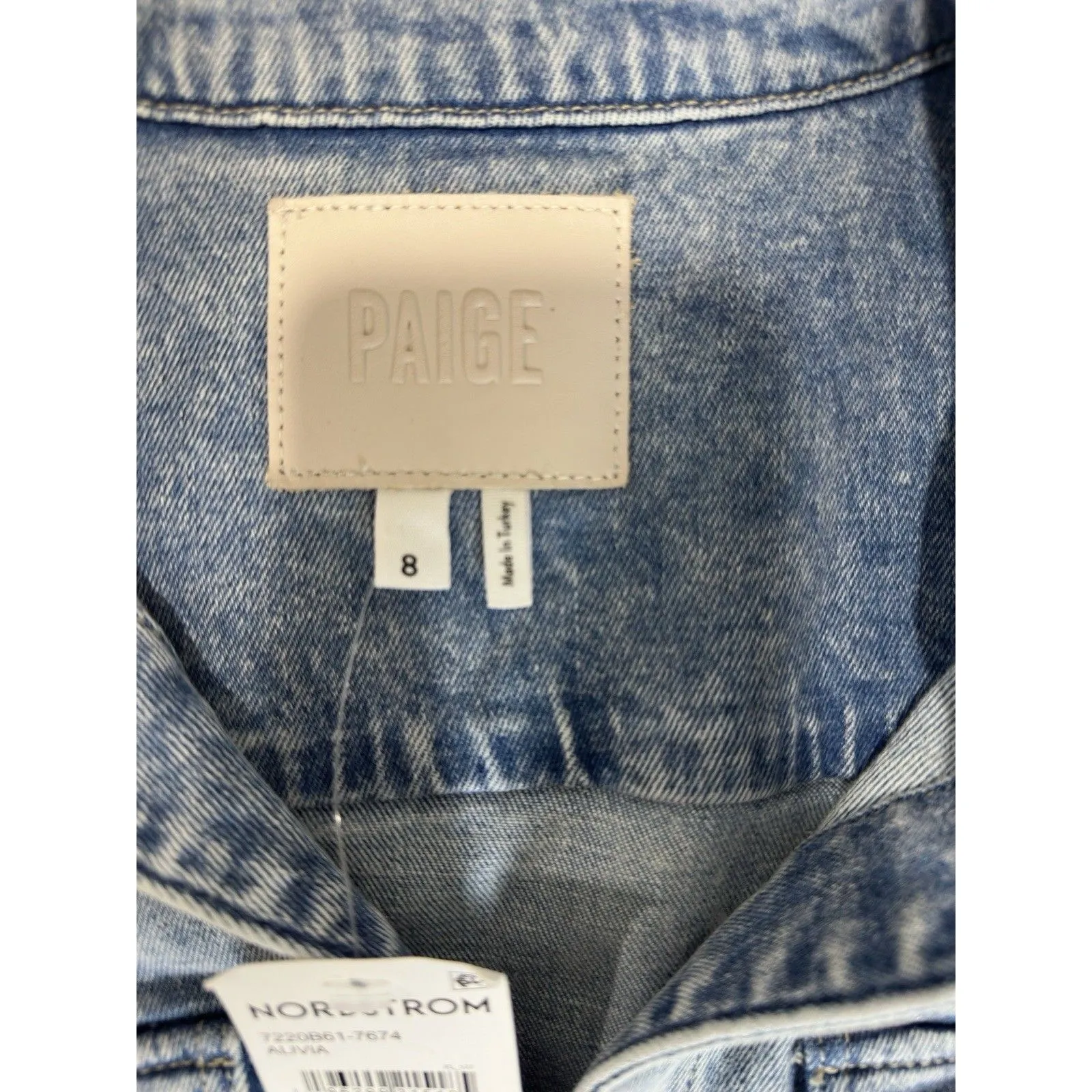 PAIGE Mayslie Denim Mini Shirt Dress Alivia Button Front Short Sleeve Sz 8 - Image 6