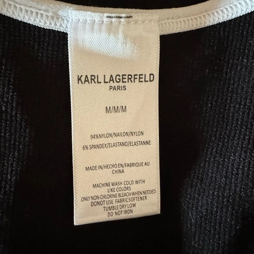 Karl Lagerfeld Paris Black Ribbed Tank Sleeveless Bodysuit Size M New - Image 5