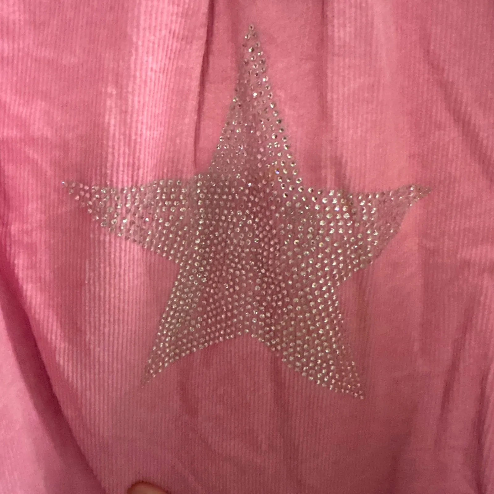 UMGEE Pink Corduroy Sequin Star Denim Jacket Women's Size L - Image 12