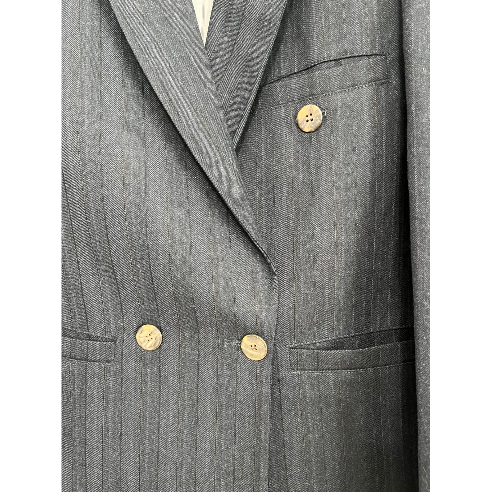 Vintage harve‎ Benard Pinstripe Wool Skirt Suit Petite Blazer Set Size 8 - Image 3