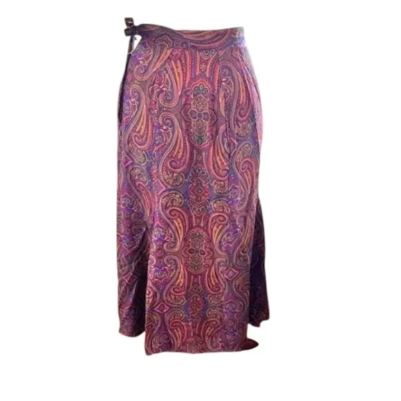 Burgundy Skirt 90s Y2K DARK Academia Midi Skirt Dark Paisley‎ Library Poet Purple - Image 7