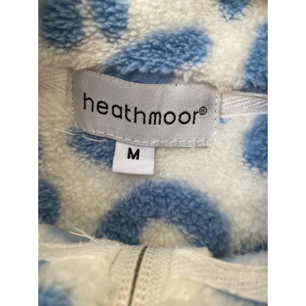 Heathmoor Leopard Print Pullover Coastal Fluffy Cozy Fuzzy Fleece Y2K Boho Cute Blue Size M - Image 7