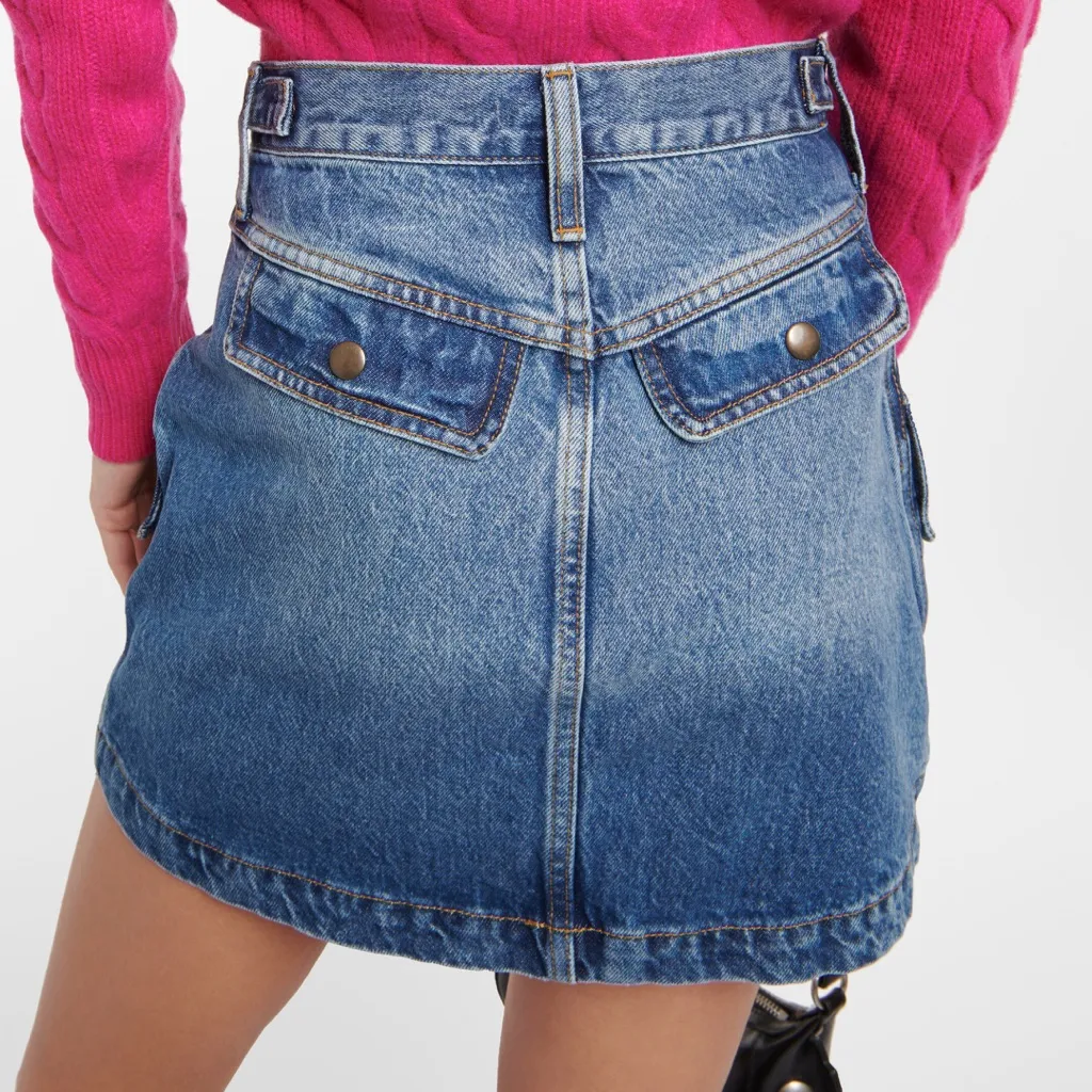 Re/Done Racer Denim Cargo Mini Skirt Moto Speedway Size 27 - Image 5