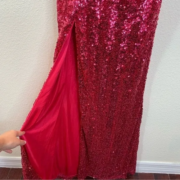 Faviana‎ Pink Sequin Formal Gown Strapless Open Back Size 6 - Image 5