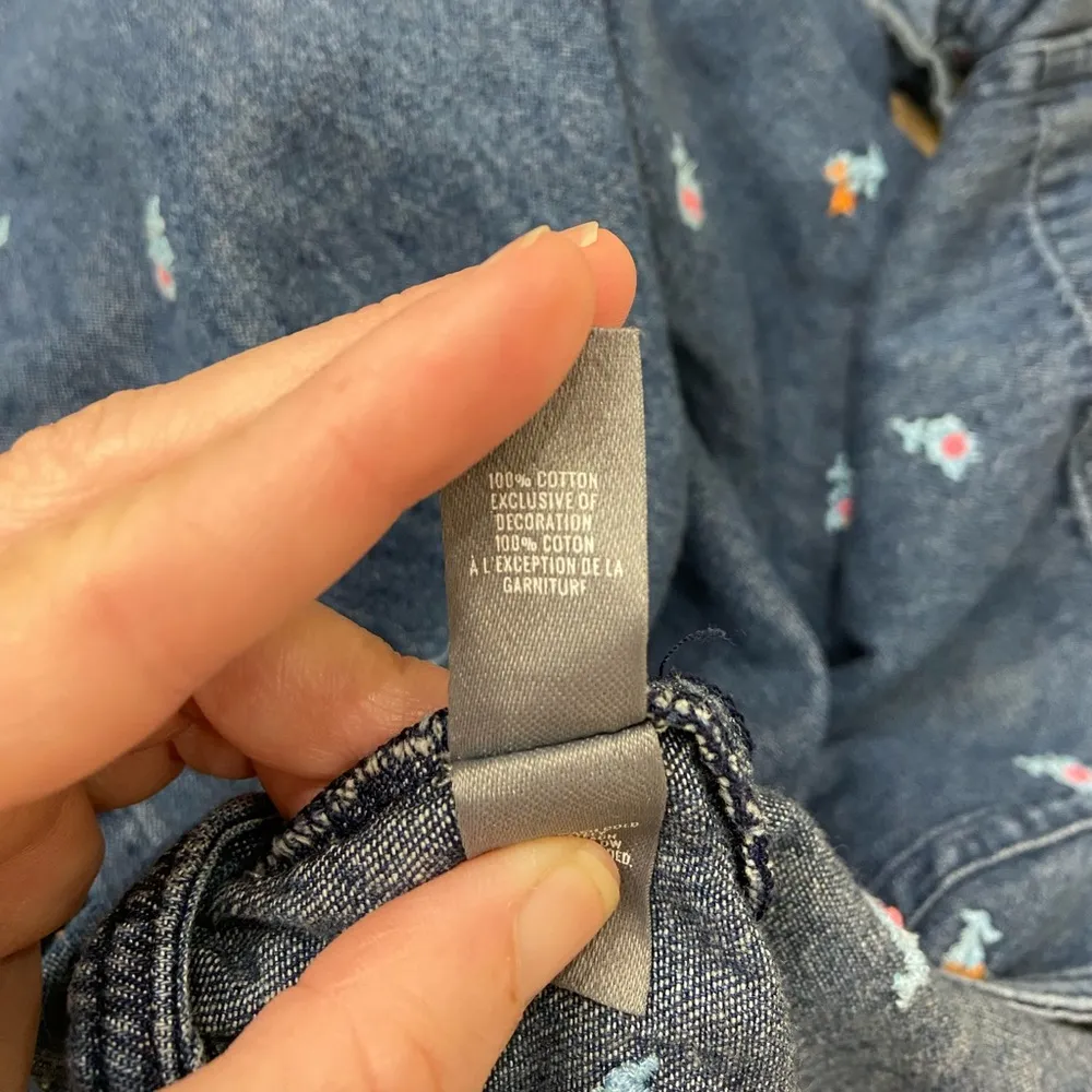 Aerie Floral Denim Overalls. Size Small. Blue - Image 8