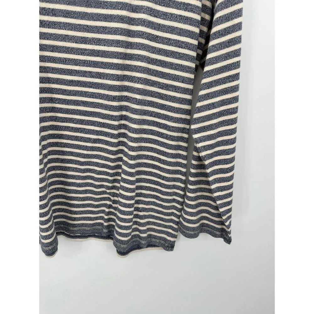 Madewell Shirt Women SMALL Blue Cream Northside Long Sleeve Vintage Cotton - Image 4