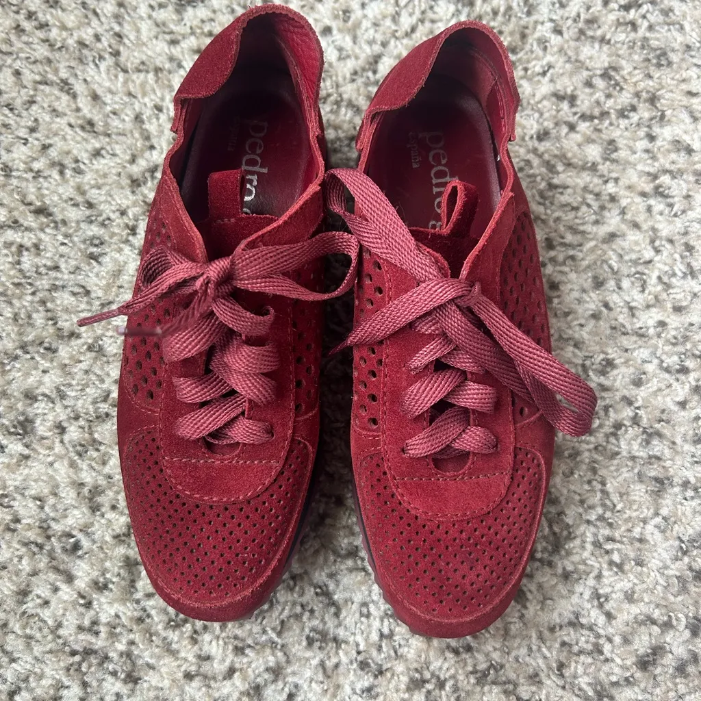 Pedro Garcia Omega Suede Sneakers Burgundy Size 36 Red - Image 7