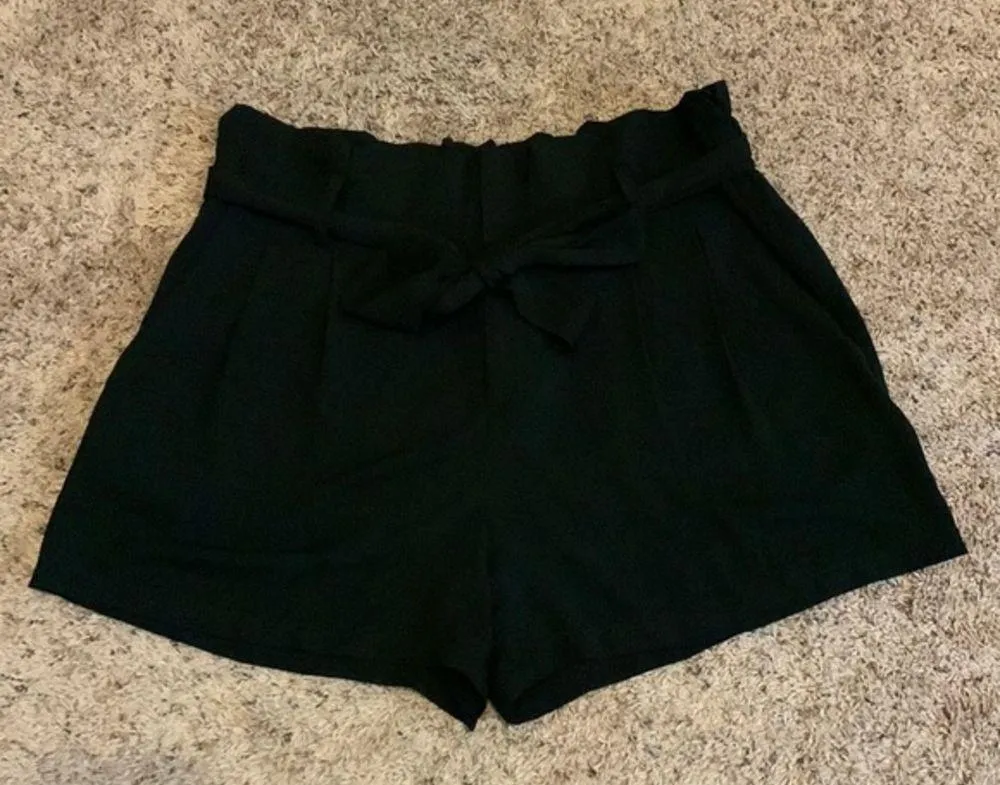 A New Day Black Paperbag Waist Shorts with Waist Tie and Pockets​ - Image 29