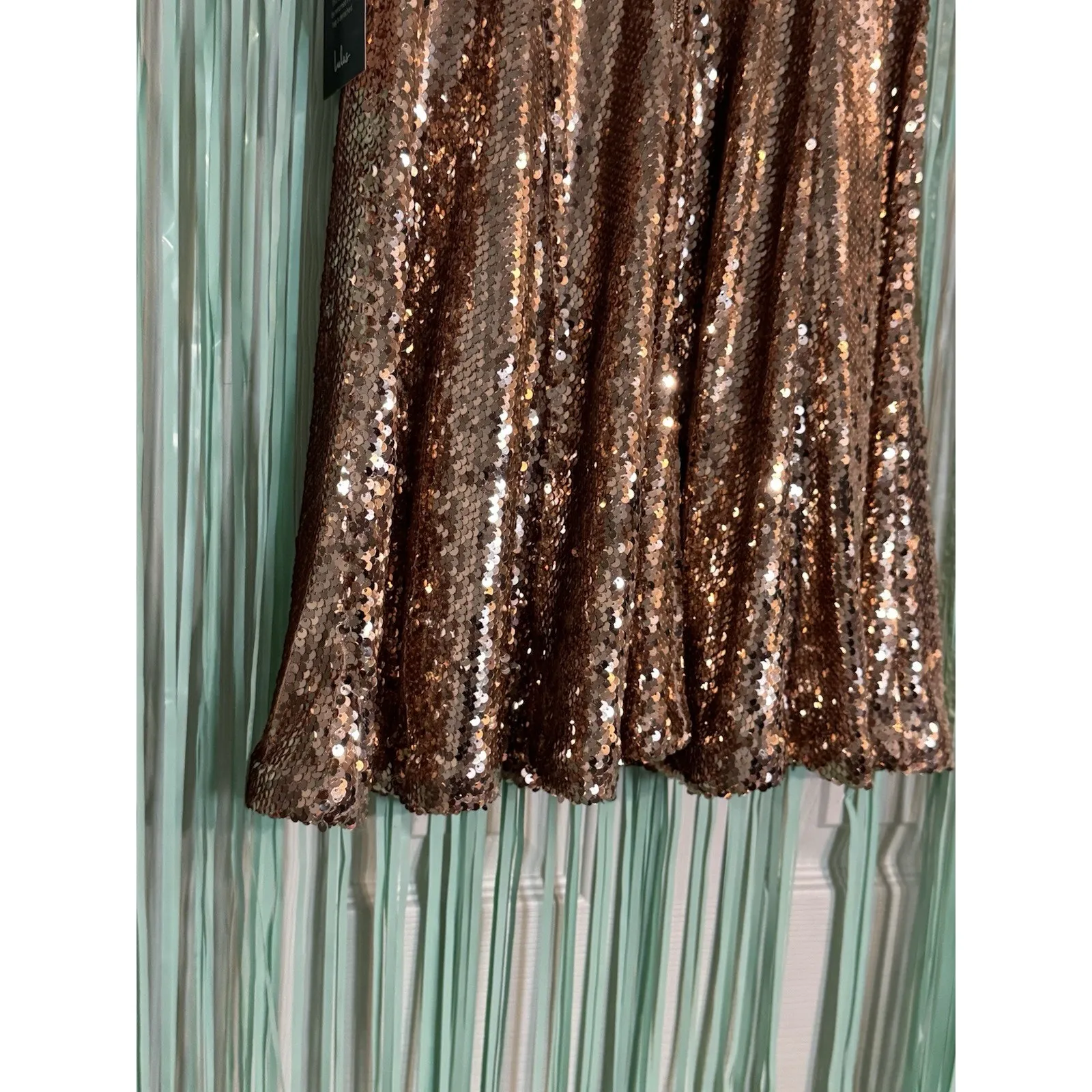 Lulus NWT  Copper Sequin Dress, Prom, HOCO, Wedding, Formal, Small - Image 8