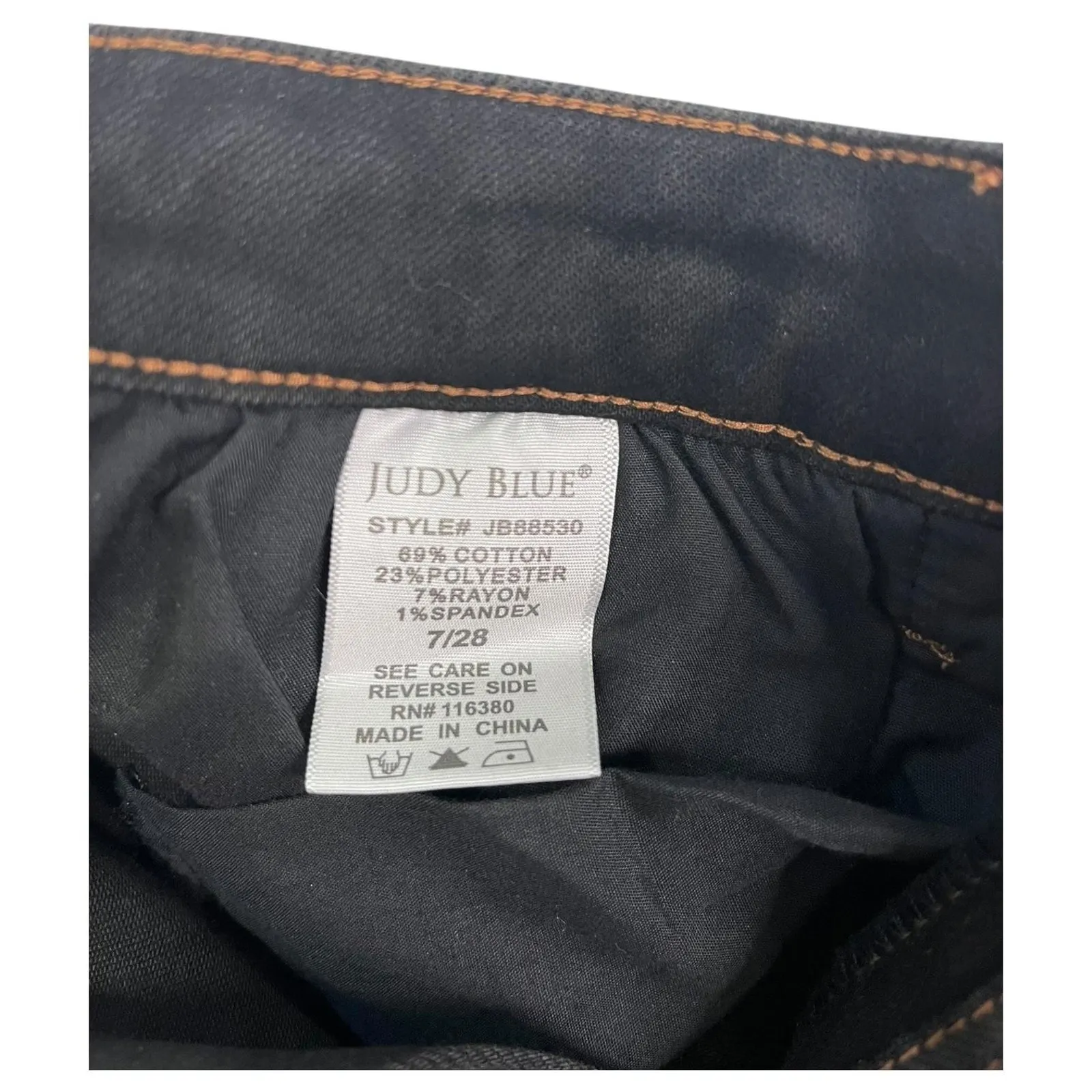 Judy Blue Jeans Womens 7 28 Black Cropped Straight Raw Hem Denim Boho Festival - Image 9