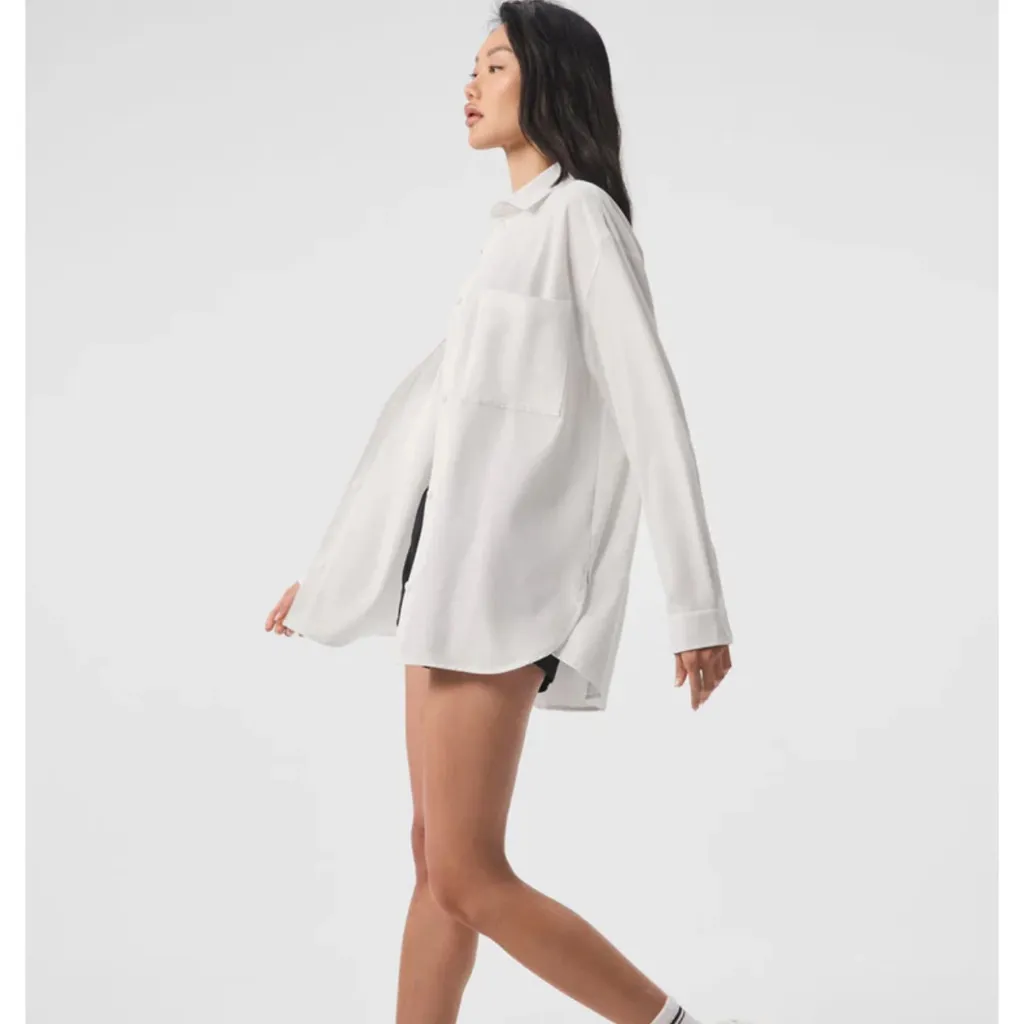 ALO Dreamscape Button Down Long‎ Sleeve Size Large In White - Image 2