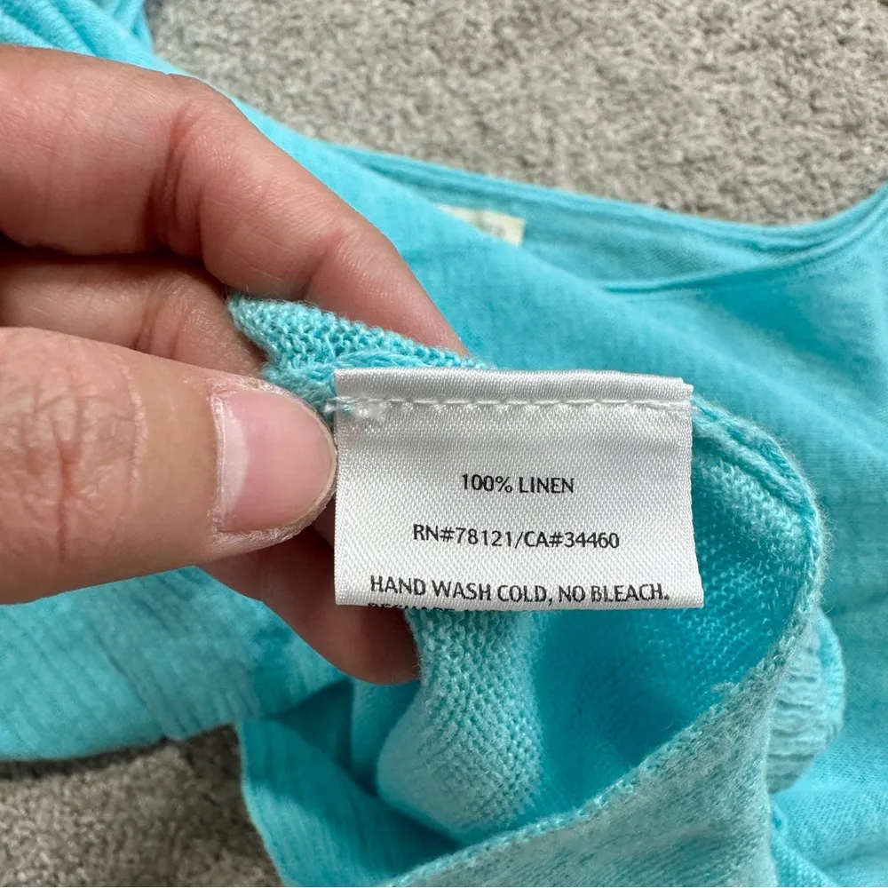 Eileen Fisher Women’s 100% Linen Square Boxy Shortsleeve Sweater Beachy Blue XL - Image 7