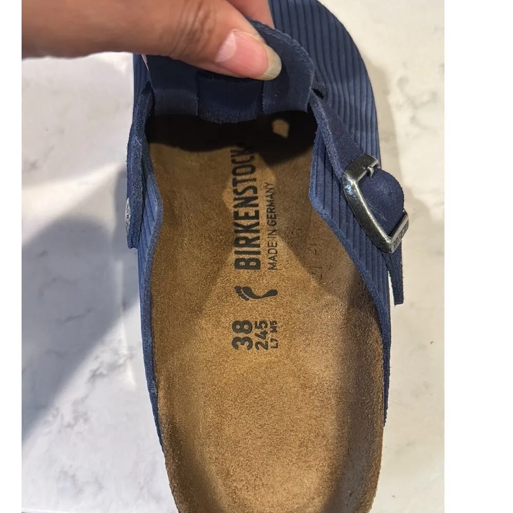 Birkenstock Boston Suede Embossed - Corduroy Indigo size 38 narrow minimalist - Image 8