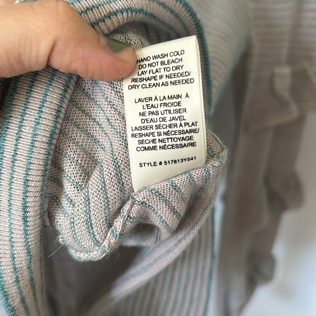 Rebecca Taylor del Ruffle sleeve Crew Neck stripe Sweater wool alpaca size XS - Image 7