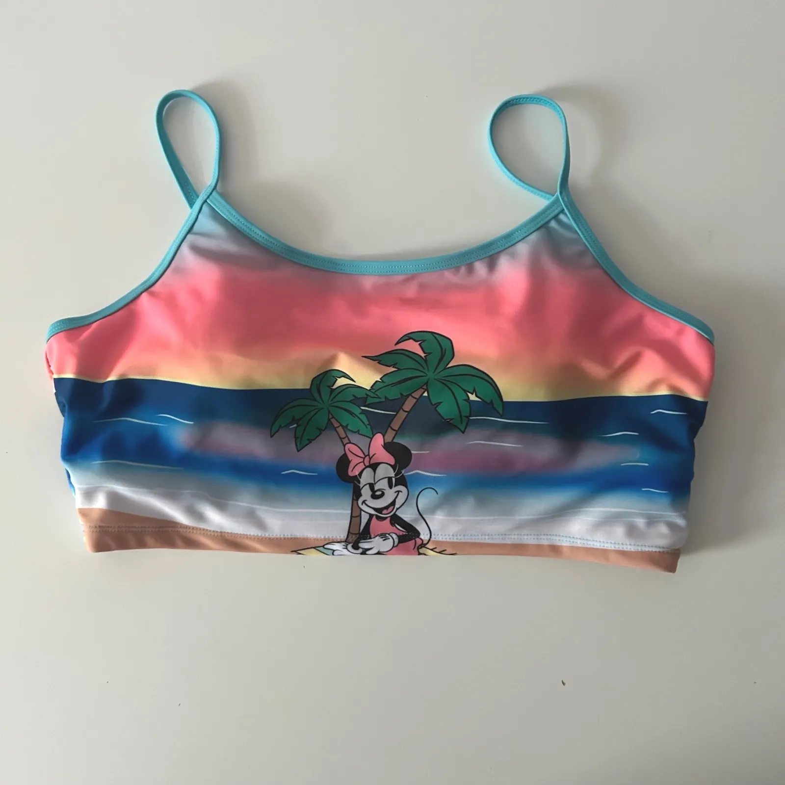 Disney Minnie Mouse Bikini Womens‎ L Teal High Waist Swimwear Retro Pinup Beach - Image 3