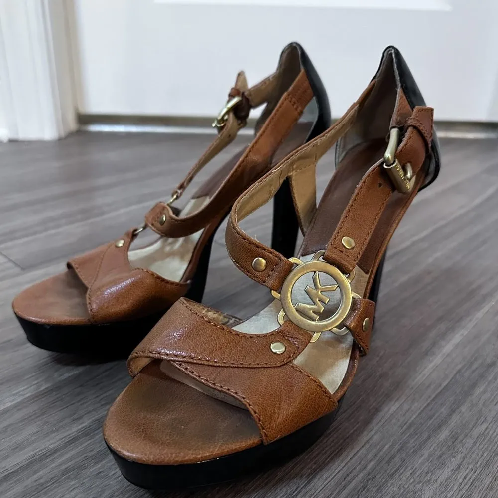 Tan/Black Splice Leather Heels - 8.5M - Image 3