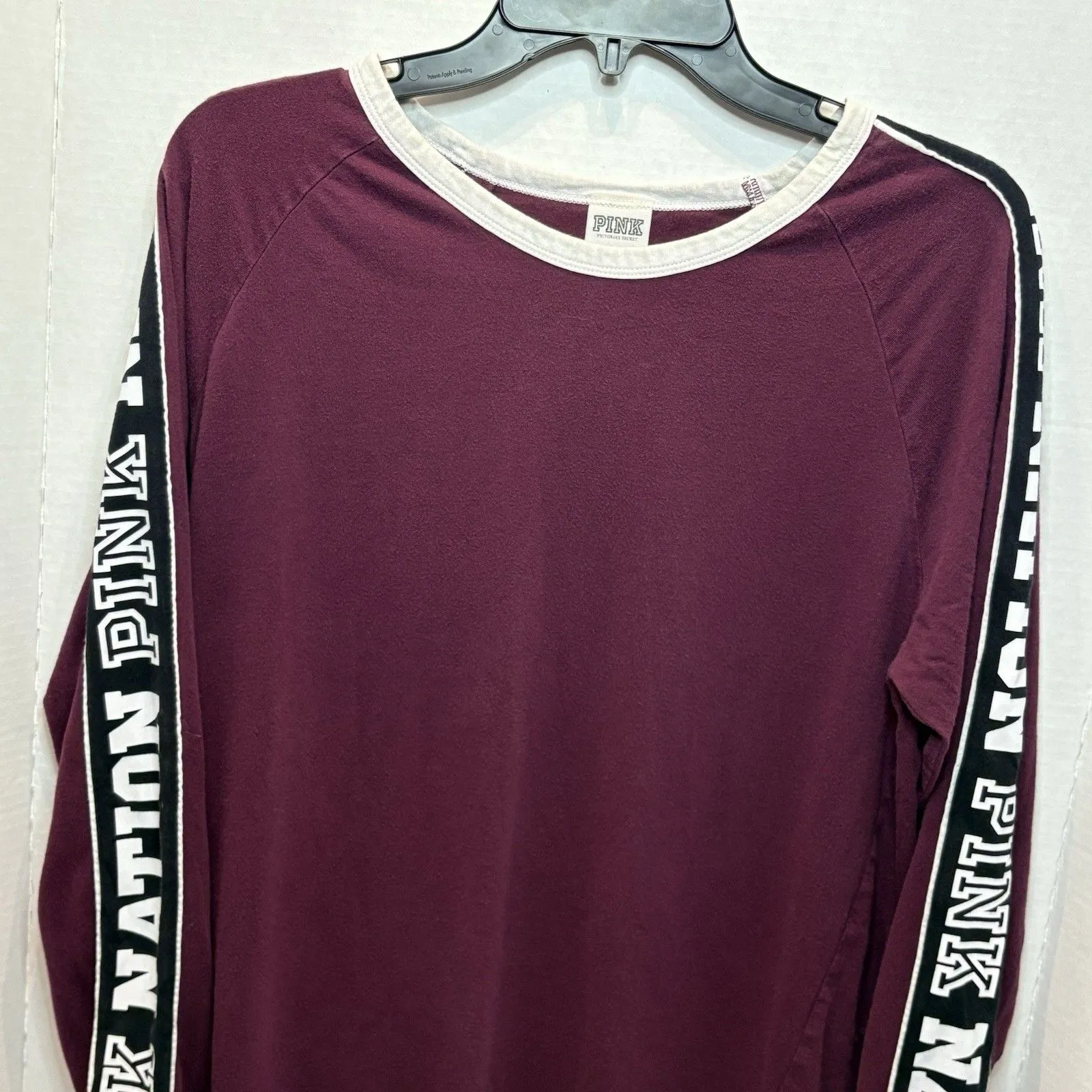 Victoria’s Secret VS Pink Long Sleeve Campus Baseball Oversized T-Shirt Tunic S - Image 2