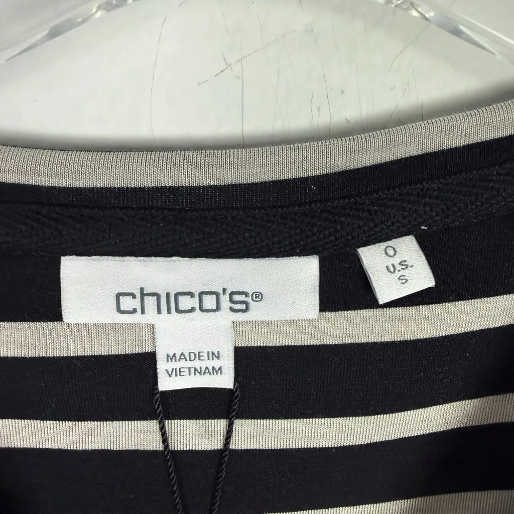 NWT Chico's Zenergy Soft Scuba Stripe Long Sleeve Top Black 0 Size Small NEW - Image 5