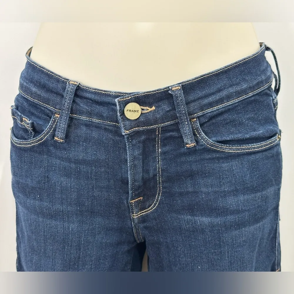Frame Le Skinny De Jeanne Skinny Jeans Mid Rise Queens Way Dark Wash Blue 25 - Image 8