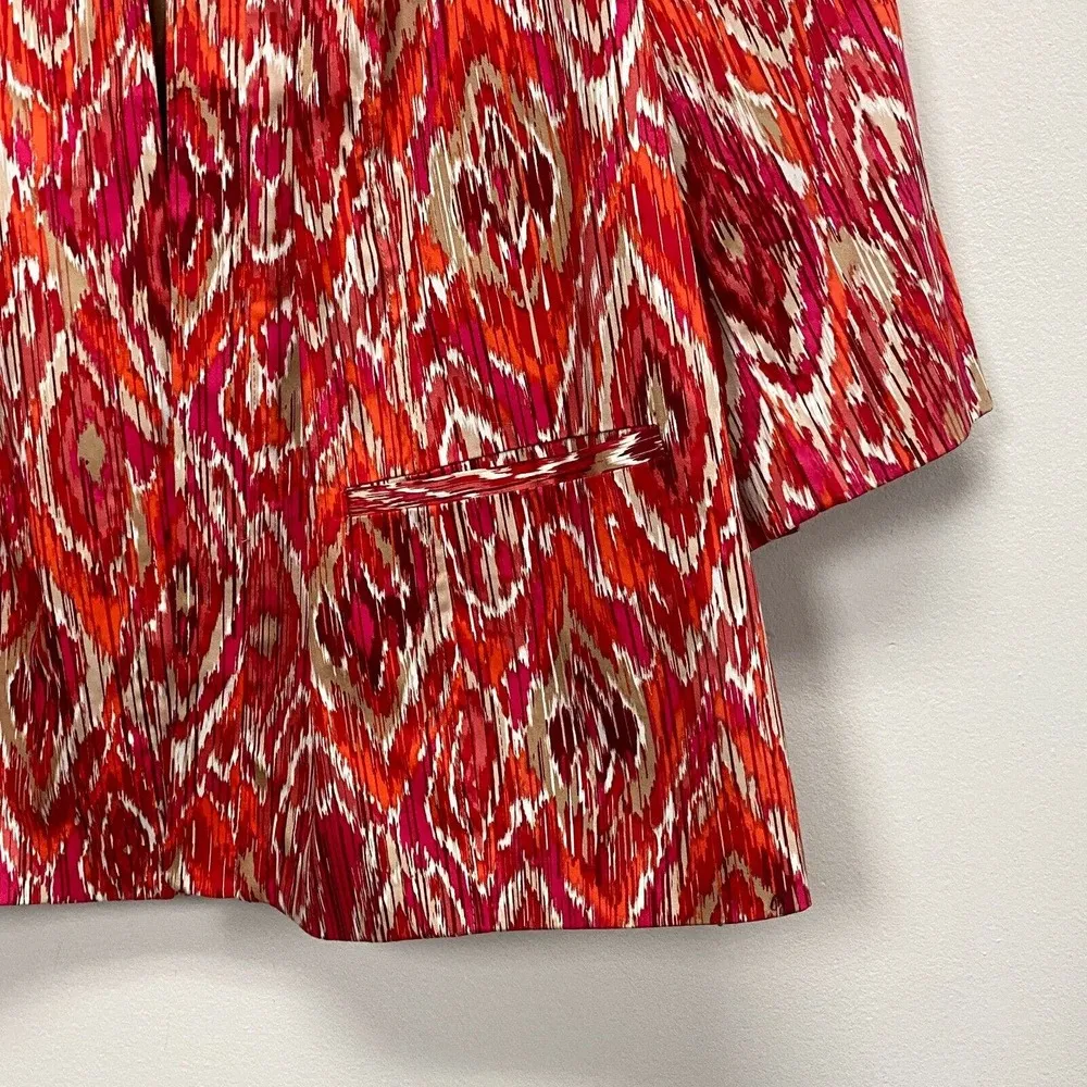 Maggie Barnes for Catherines Open Blazers Women Plus Sz 3x Abstract Print Orange - Image 4