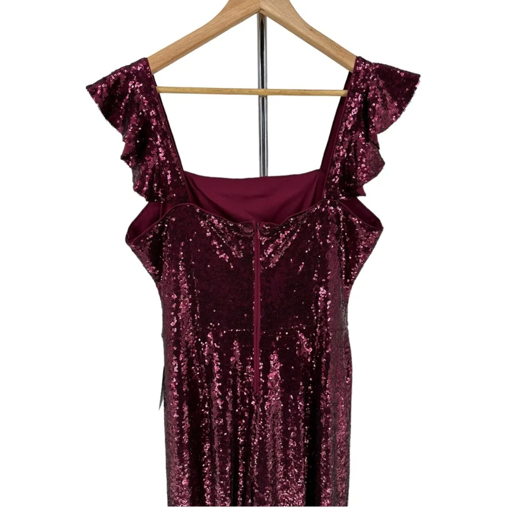 Gal Meets Glam Garnet Party Sequin Cropped Jumpsuit Ruffle Cap Sleeve size 12 - Image 8