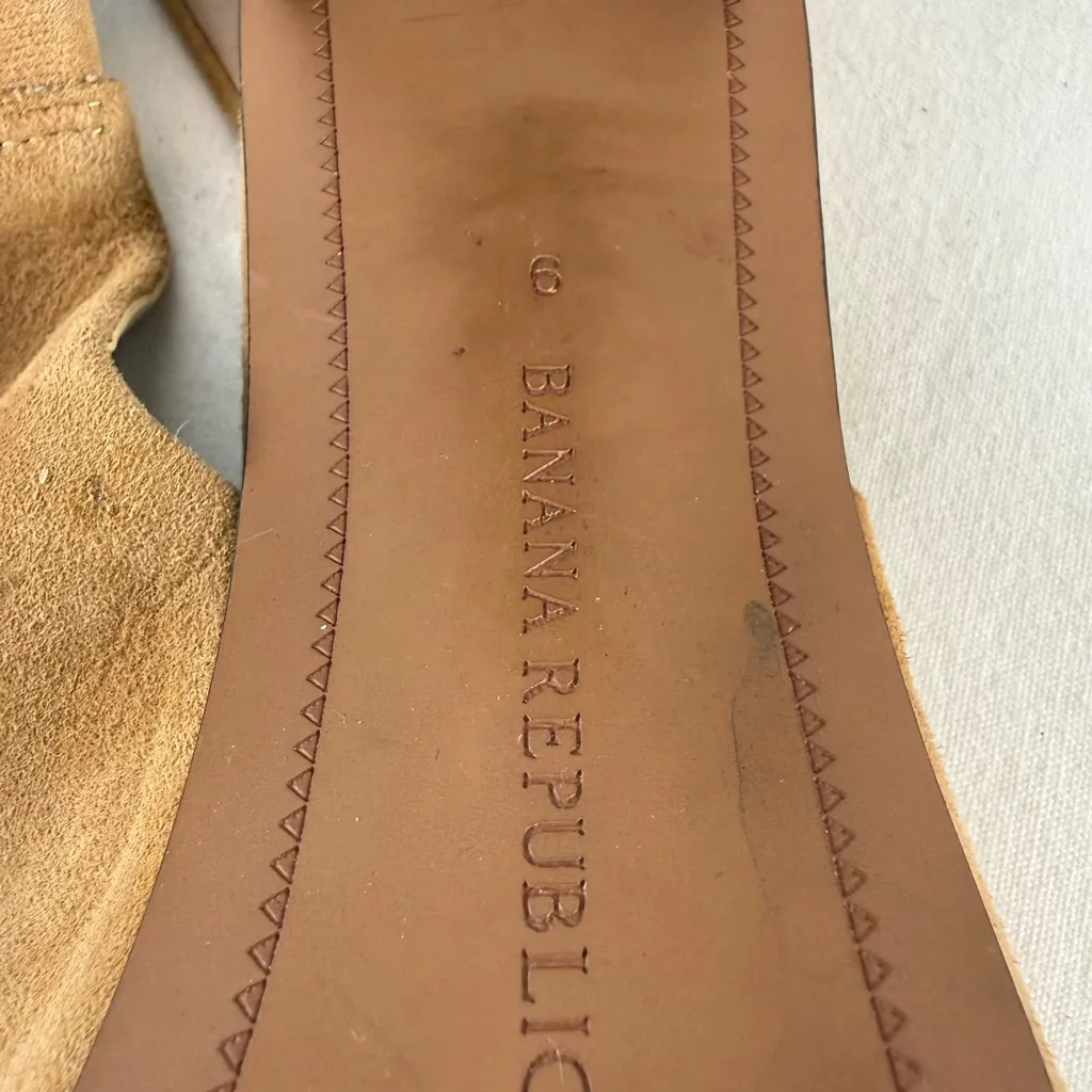 Banana Republic Suede Pointed Toe Block Heel Slingback Pump in Light Brown Sz 9 - Image 10