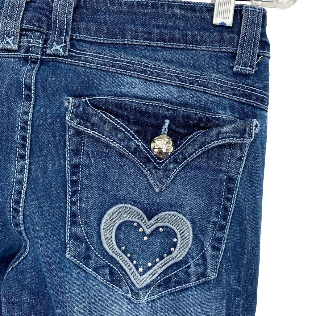 2B Bebe Womens Bootcut Jeans Embellished Embroidered Heart Size 27 - Image 7
