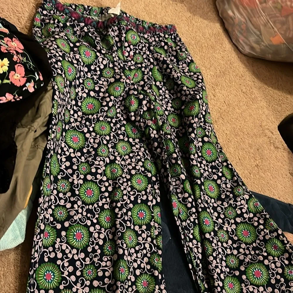 Free people wide leg floral boho pants L - Image 6