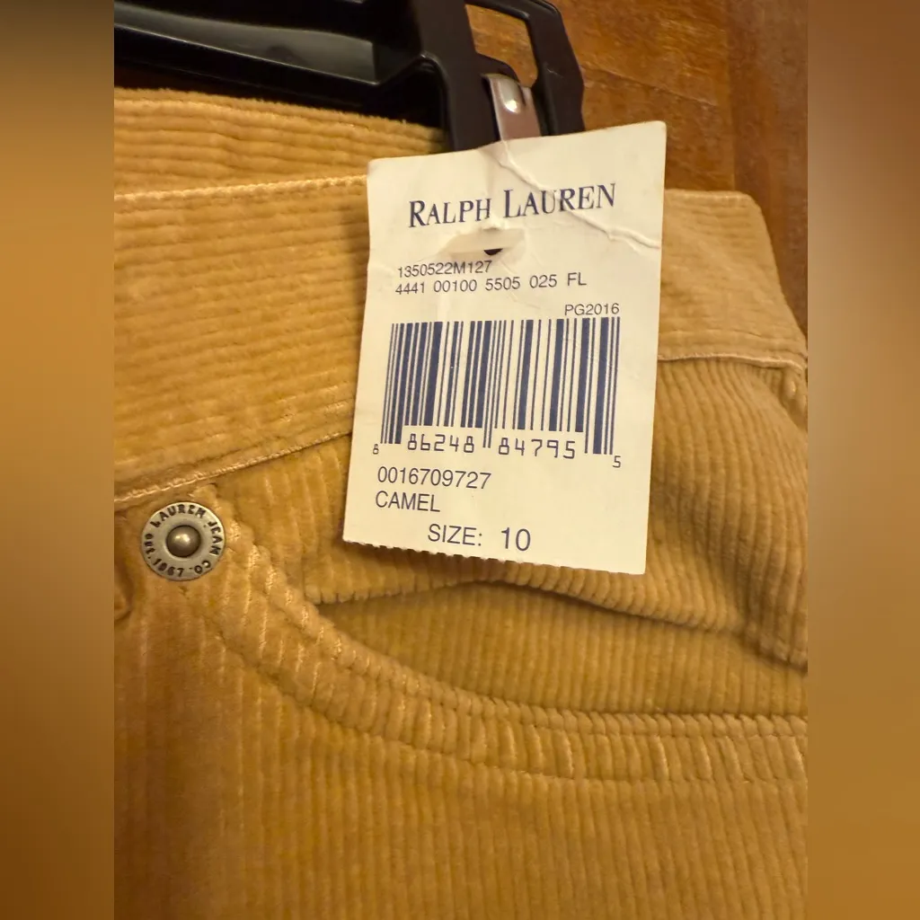 Lauren Jeans Co Ralph Lauren Women’s Camel Flare Leg Corduroy Pants NWT - Image 2