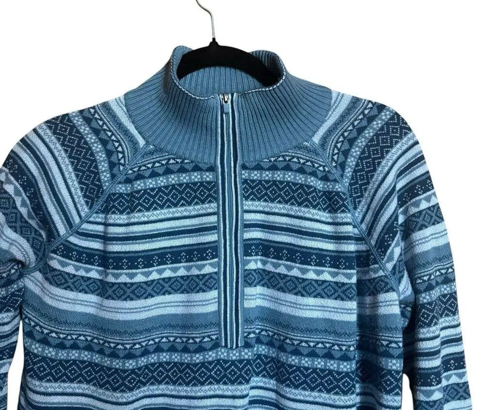 Eddie Bauer Sweatshirt Womens Large Multicolor Stripe Stretch 1/4 Zip Blouse - Image 2