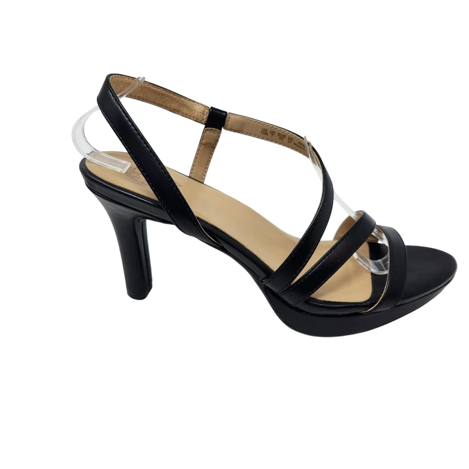 Naturalizer Brenta Faux Leather Dressy Slip On Strappy Sandals Black Size 10 M - Image 8