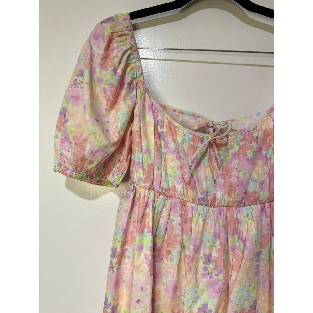 For Love & Lemons Kennedy Floral Print Mini Dress Pink Size Large NWT Open Back - Image 3
