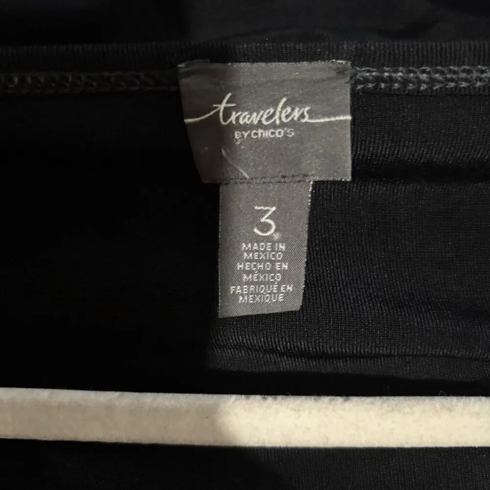 Chicos Travelers Top Womens XL Black Slinky Stretch Square Neck Blouse - Image 7