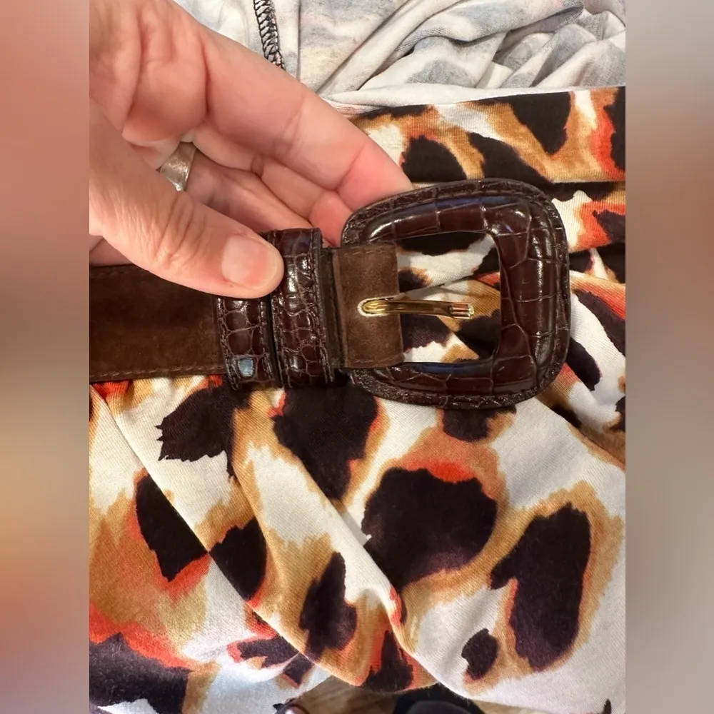 EUC ANNE KLEIN midi animal print dress scoop neck Sz M - Image 12