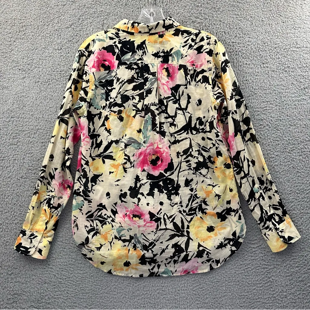 Lauren Ralph Lauren Black Label Button Up Floral Top Abstract Preppy Cotton W S - Image 2