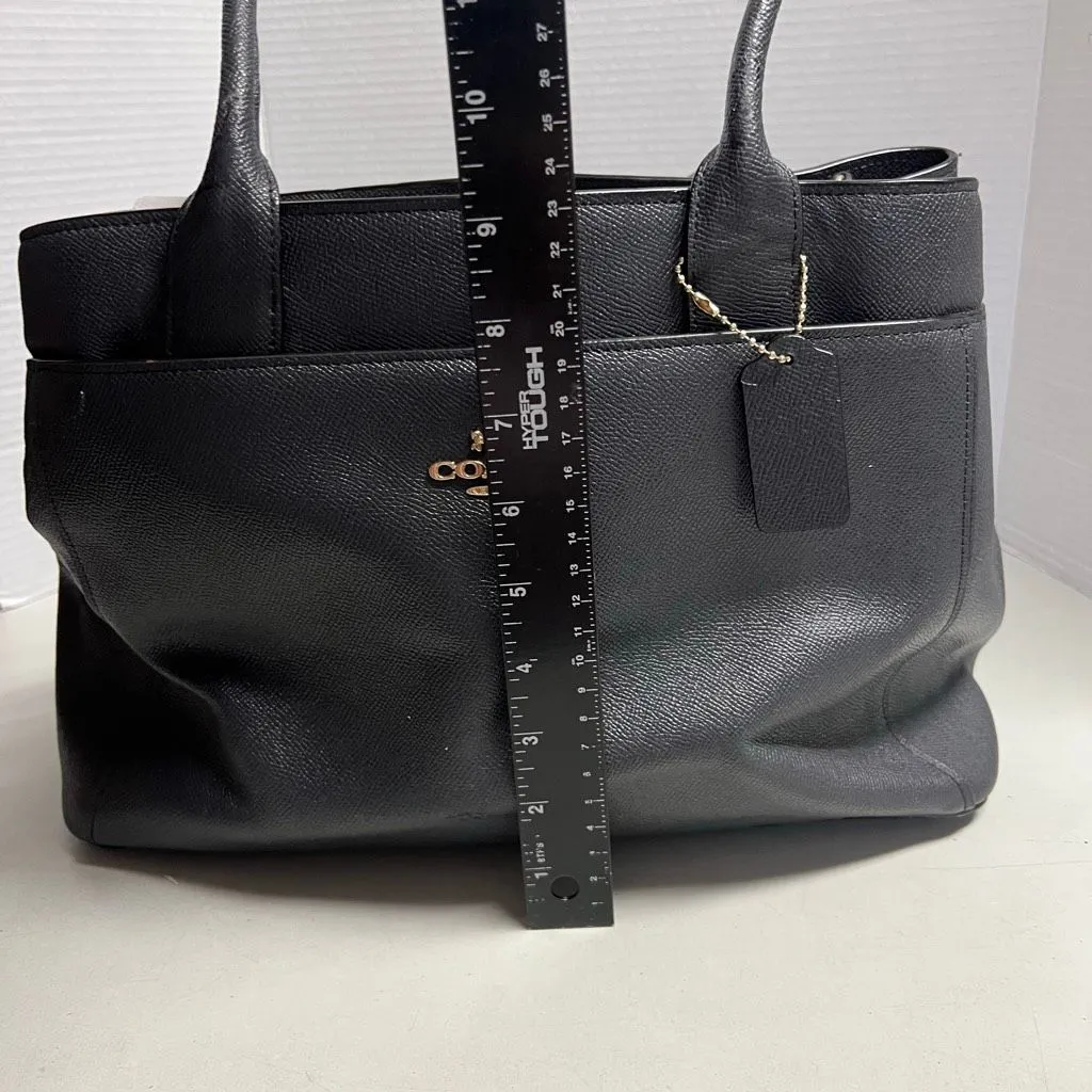 COACH F31474 Womens Black Cross Grain Leather Tote Bag 9.5X5X13.5 - Image 6