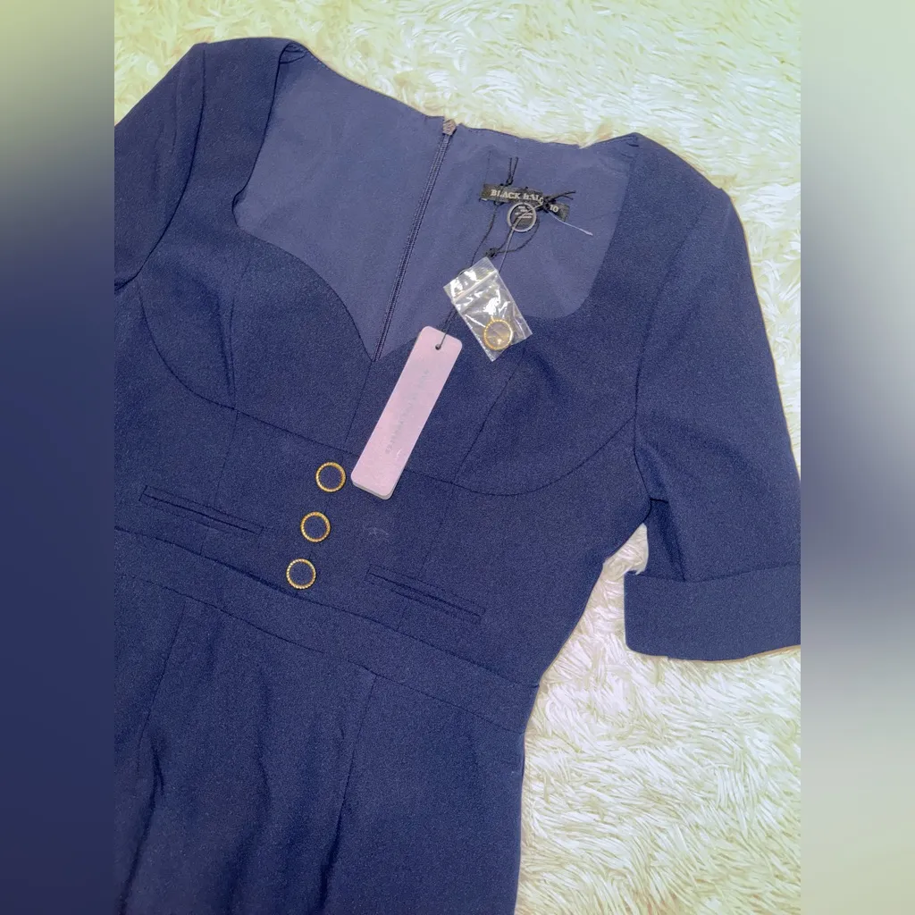 NEW Black Halo Kerry Midi Sheath Navy blue Dress sz 10 - Image 4