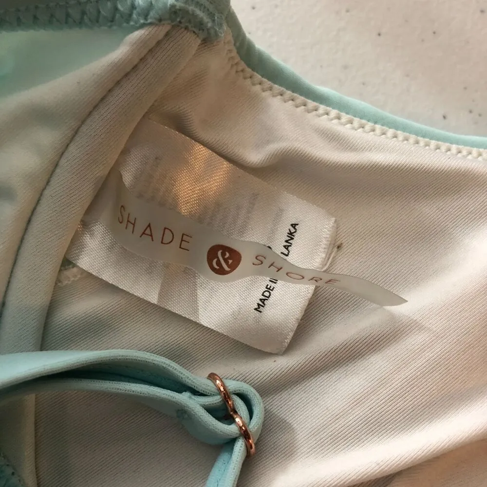 Shade & Shore Bikini Top Underwire Removable Cups Adjustable Straps Blue 36B - Image 3