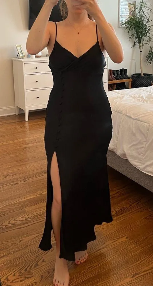 satin black dress - Image 2