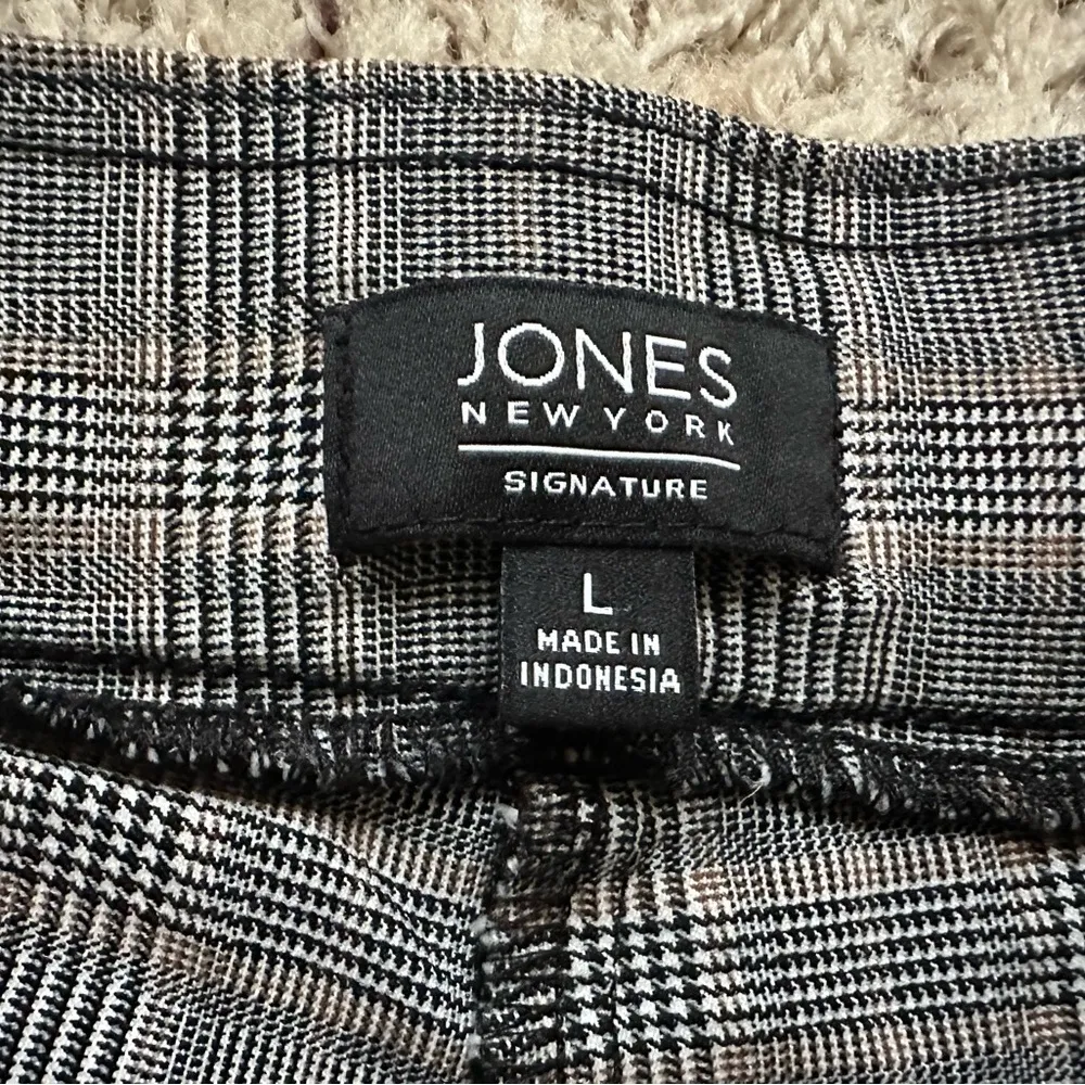Jones New York Signature Plaid Skinny Pants Womens Size 10 Black White Gray - Image 4
