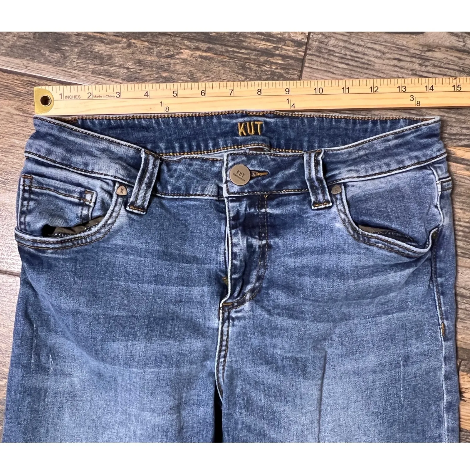 Kut From The Kloth Crop Skinny Boyfriend Jeans Blue Wash Size 6 (28x24.5) - Image 6