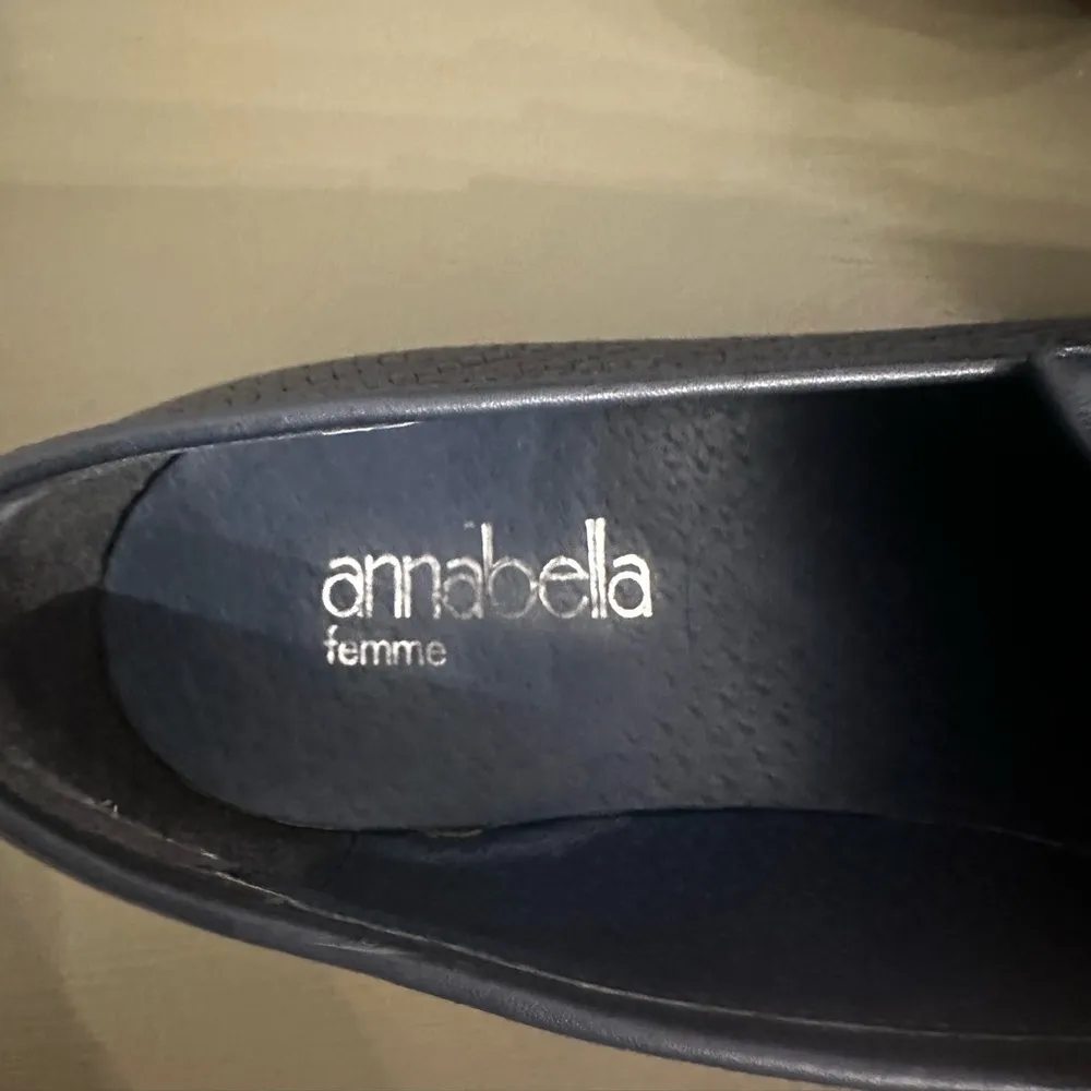 Annabella Navy Blue Woven Leather Kiltie Tassel Loafers Size 39/8 - Image 7