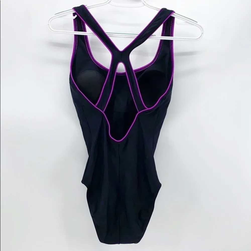 Speedo Ultraback black and fuchsia one piece summer swim class school size 6 - Image 2