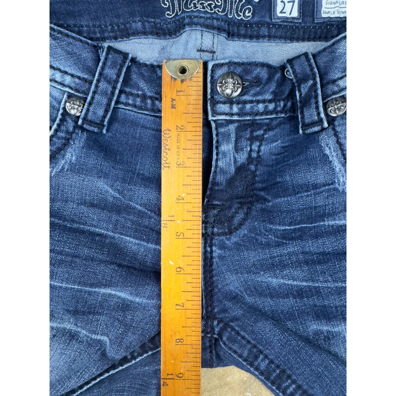 Miss Me Signature Ankle‎ Skinny Jeans Women’s 27 Blue Mid-Rise Embellished - Image 12
